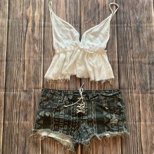 Billabong Low-Rise Tribal Lace Up Shorts
